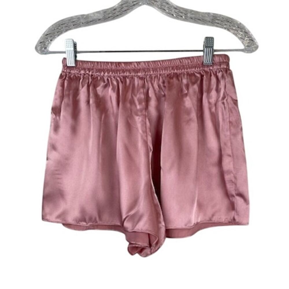 Victoria's Secret women's satin pajama shorts in pink.